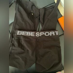 🦊2for1 Price🥰BebeSport mid Rise Black mini flare Joggers  with crystal logo